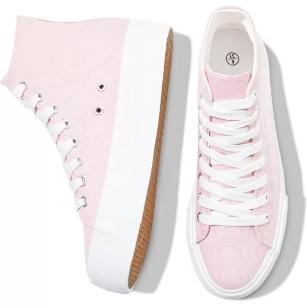 FRACORA Womens High Top Platform Sneakers White Platform Shoes Fashion Canvas Shoe for Women