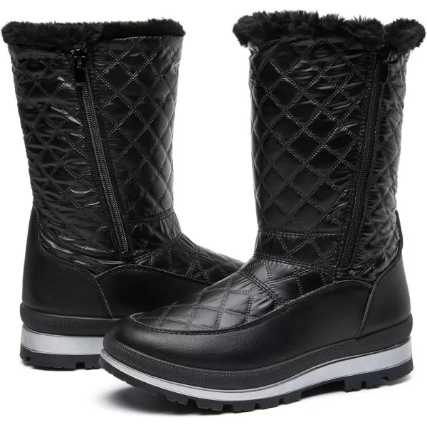 FRACORA Womens Winter Snow Boots Fur Lined Boots Side Zipper Mid Calf Boots for Women