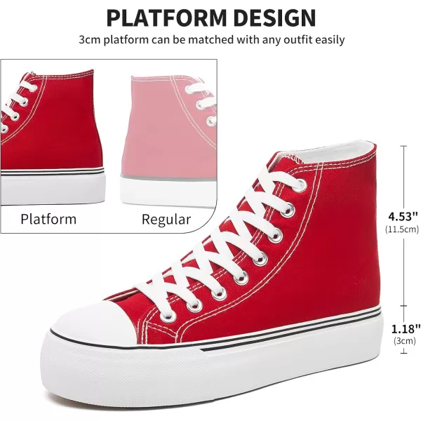 FRACORA Womens High Top Canvas Shoes White Black Platform Sneakers Lace Up Shoes for Women