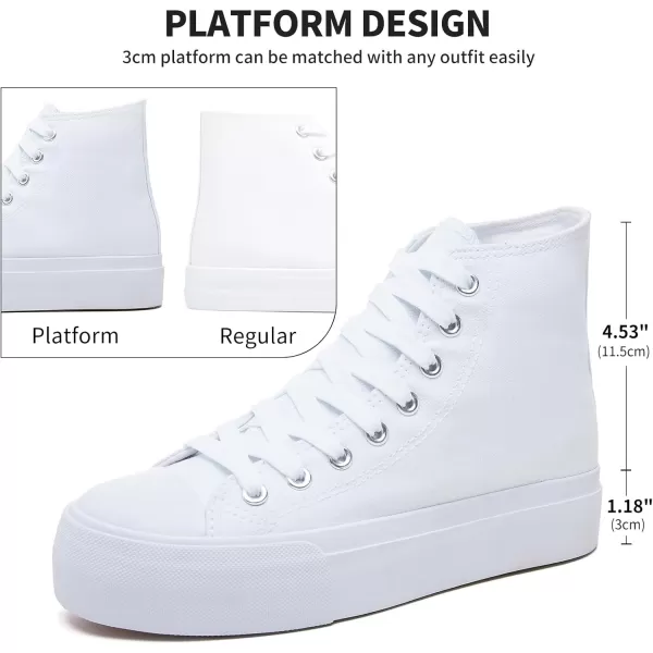 FRACORA Womens High Top Canvas Shoes White Black Platform Sneakers Lace Up Shoes for Women