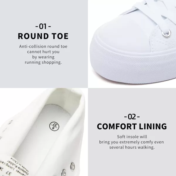 FRACORA Womens High Top Canvas Shoes White Black Platform Sneakers Lace Up Shoes for Women