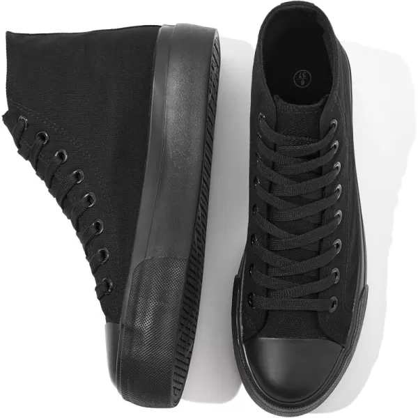 FRACORA Womens High Top Canvas Shoes White Black Platform Sneakers Lace Up Shoes for Women