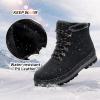 imageFRACORA Womens Ankle Boots Lace up Black Combat Boots Side Zipper Boots Antislip Winter Snow BootsAnkle BlackUS8