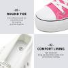 imageFRACORA Womens High Top Canvas Shoes White Black Platform Sneakers Lace Up Shoes for WomenHot Pink