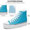imageFRACORA Womens High Top Canvas Shoes White Black Platform Sneakers Lace Up Shoes for WomenLake Blue