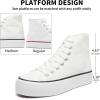 imageFRACORA Womens High Top Canvas Shoes White Black Platform Sneakers Lace Up Shoes for WomenWhiteWhite