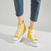 imageFRACORA Womens High Top Canvas Shoes White Black Platform Sneakers Lace Up Shoes for WomenYellow