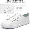 imageFRACORA Womens Fashion Casual Shoes Low Top Leather Sneakers Non Slip ShoesWhiteUS8