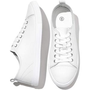 imageFRACORA Womens Fashion Casual Shoes Low Top Leather Sneakers Non Slip ShoesWhiteUS8
