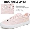 imageFRACORA Womens White Tennis Shoes Low Top PU Leather Sneakers Lace Up Walking ShoePink