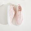 imageFRACORA Womens White Tennis Shoes Low Top PU Leather Sneakers Lace Up Walking ShoePink
