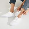 imageFRACORA Womens White Tennis Shoes Low Top PU Leather Sneakers Lace Up Walking ShoeWhite