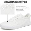 imageFRACORA Womens White Tennis Shoes Low Top PU Leather Sneakers Lace Up Walking ShoeWhite