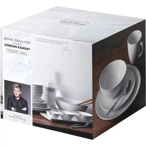Gordon Ramsay Royal Doulton Exclusively Maze Grill White Hammer, Taupe, 16-Piece Set