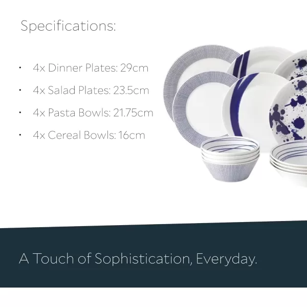 Royal Doulton 1815 Pacific Mixed Patterns 16 Pc Dinnerware Set