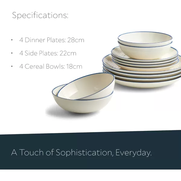 Royal Doulton Exclusively for Gordon Ramsay Maze Denim Line 12-Piece Dinnerware Set, White