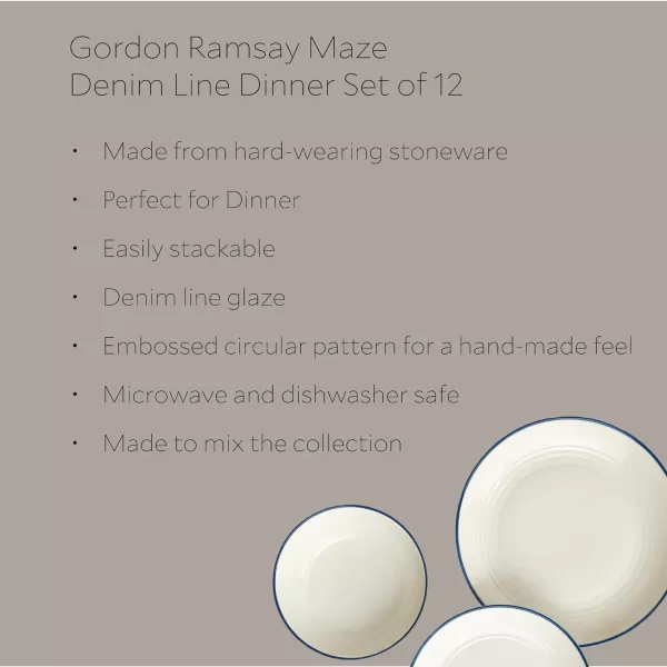 Royal Doulton Exclusively for Gordon Ramsay Maze Denim Line 12-Piece Dinnerware Set, White