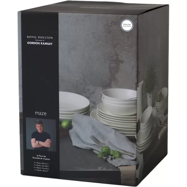 Royal Doulton Exclusively for Gordon Ramsay Maze Denim Line 16-Piece Dinnerware Set White