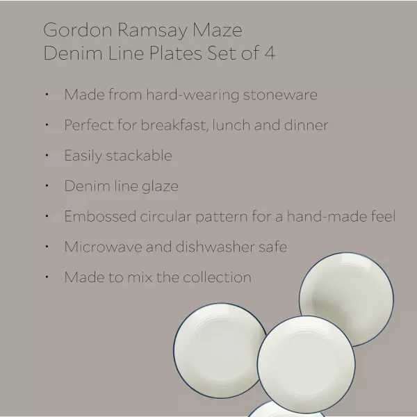 Royal Doulton exclusively for Gordon Ramsay Maze Denim Line Dinner Plates Set of 4