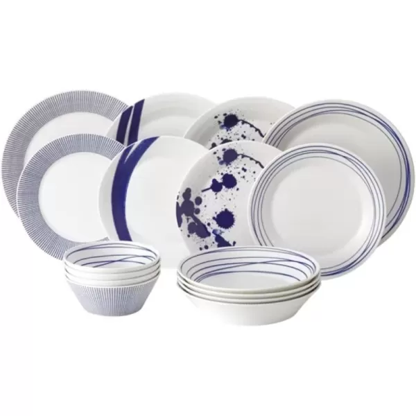 Royal Doulton 1815 Pacific Mixed Patterns 16 Pc Dinnerware Set