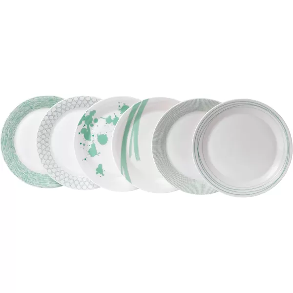 Royal Doulton Pacific Mixed Patterns Dinner Plates, 11.4", Blue/White, Set of 6