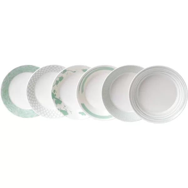 Royal Doulton Porcelain Pacific Mixed Patterns Set of 6 Pasta Bowls, 22cm, Blue
