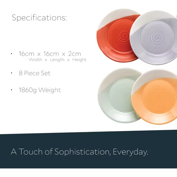Royal Doulton 1815 Set of 8 Tapas Plate, 6.3", Multicolor