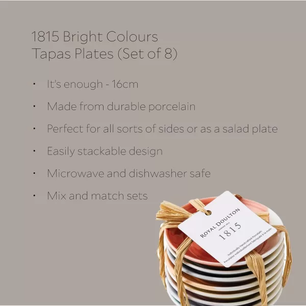 Royal Doulton 1815 Set of 8 Tapas Plate, 6.3", Multicolor