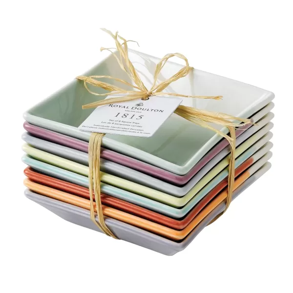 Royal Doulton 1815 Tapas Square Tray, 4.7", Multicolor, Set of 8