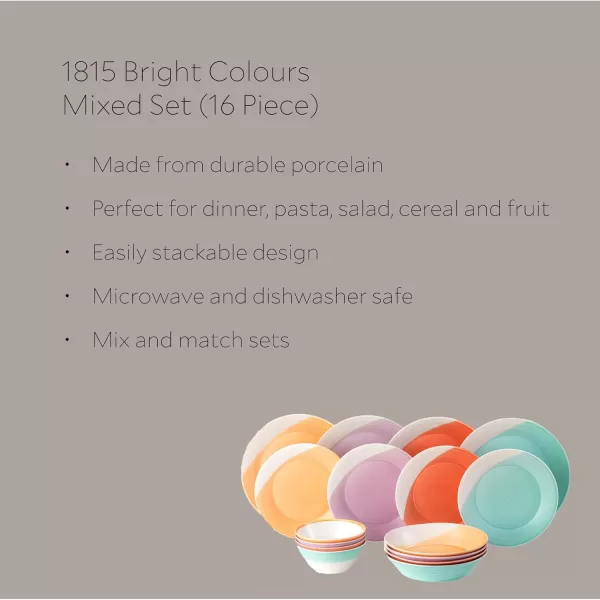 Royal Doulton 1815 Brights Dinnerware Set, Mixed, 16 Pc
