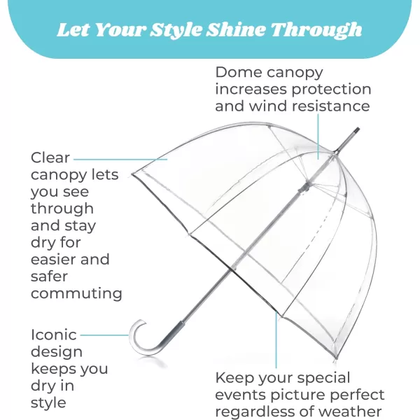 Totes Adults and Kids Clear Bubble Umbrella with Dome Canopy, Lightweight Design, Wind and Rain Protection Umbrella