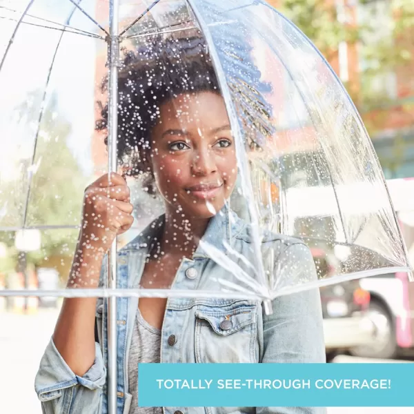Totes Adults and Kids Clear Bubble Umbrella with Dome Canopy, Lightweight Design, Wind and Rain Protection Umbrella