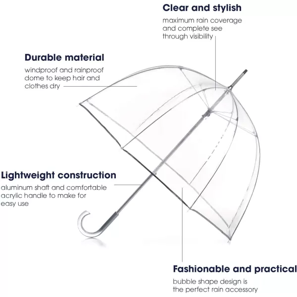 Totes Adults and Kids Clear Bubble Umbrella with Dome Canopy, Lightweight Design, Wind and Rain Protection Umbrella