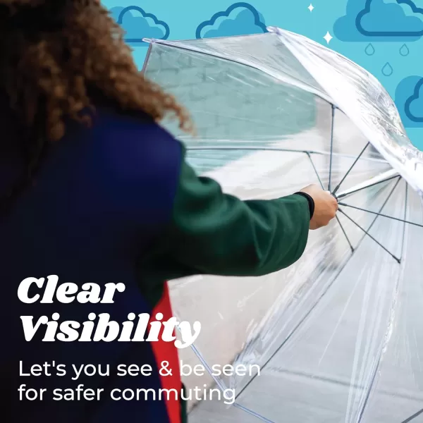 Totes Adults and Kids Clear Bubble Umbrella with Dome Canopy, Lightweight Design, Wind and Rain Protection Umbrella