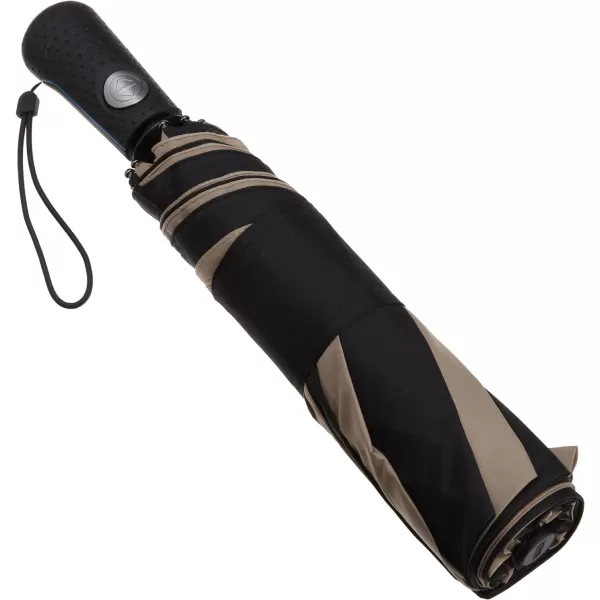 Totes Blue Line Golf Size Auto Open/Close Umbrella, Water Repellent Canopy, Black