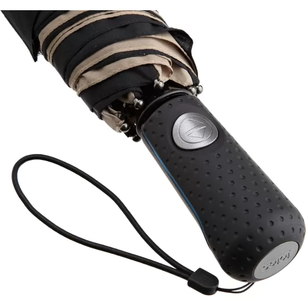 Totes Blue Line Golf Size Auto Open/Close Umbrella, Water Repellent Canopy, Black