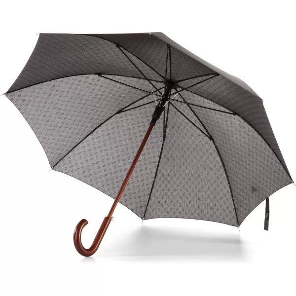 Totes Eco Auto Open Umbrella Classic Wooden J Stick Handle with Easy Grip - Windproof, Rainproof and Durable Canopy Design – Versatile Travel, Perfect for Rainy Days