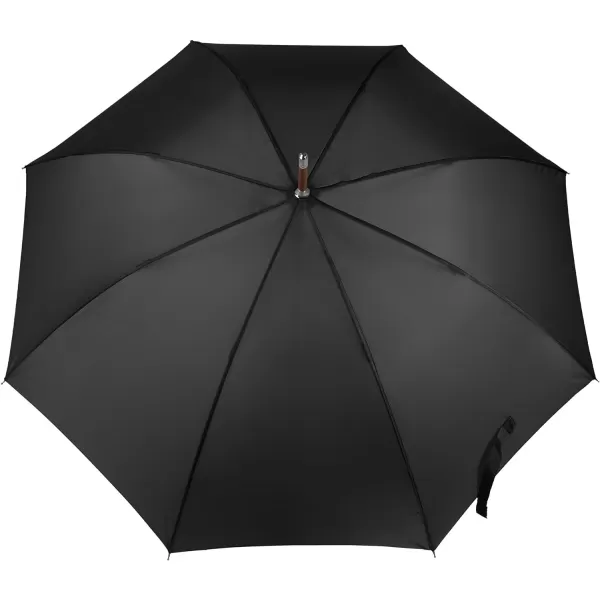 Totes Eco Auto Open Umbrella Classic Wooden J Stick Handle with Easy Grip - Windproof, Rainproof and Durable Canopy Design – Versatile Travel, Perfect for Rainy Days