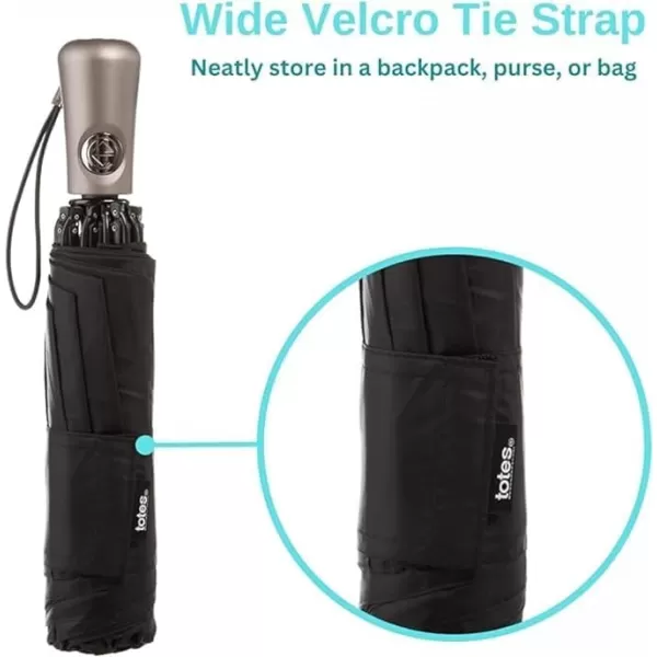 Totes Reverse Close Folding Inbrella with Auto Open Close and Compact, Windproof Design