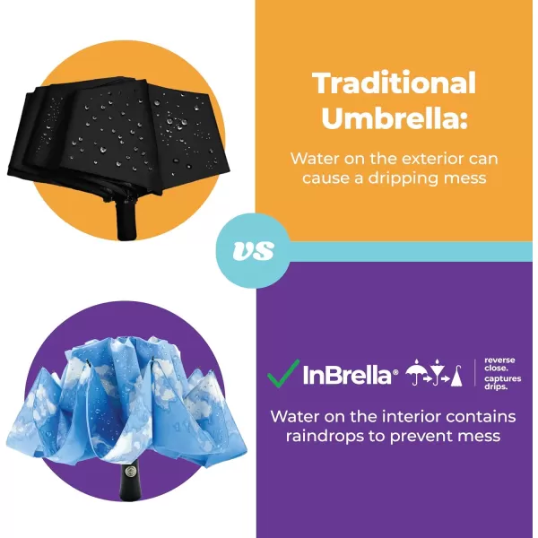 Totes Reverse Close Folding Inbrella with Auto Open Close and Compact, Windproof Design