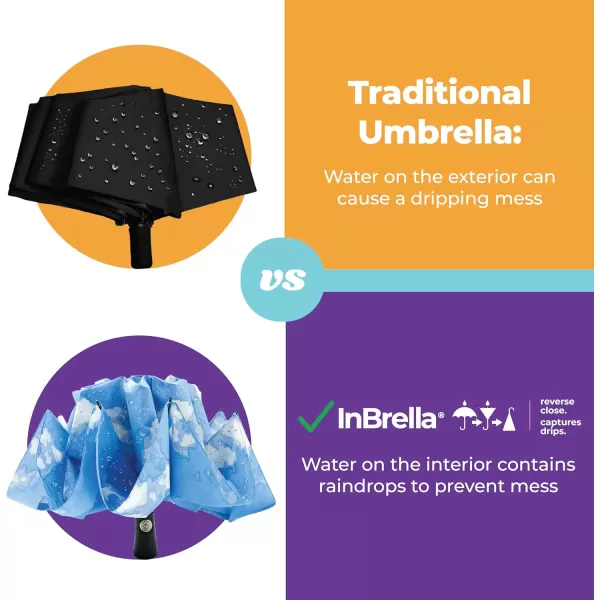 Totes Reverse Close Folding Inbrella with Auto Open Close and Compact, Windproof Design
