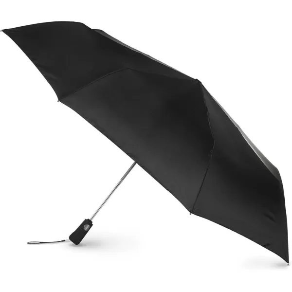 Totes Blue Line Golf Size Auto Open/Close Umbrella, Water Repellent Canopy, Black