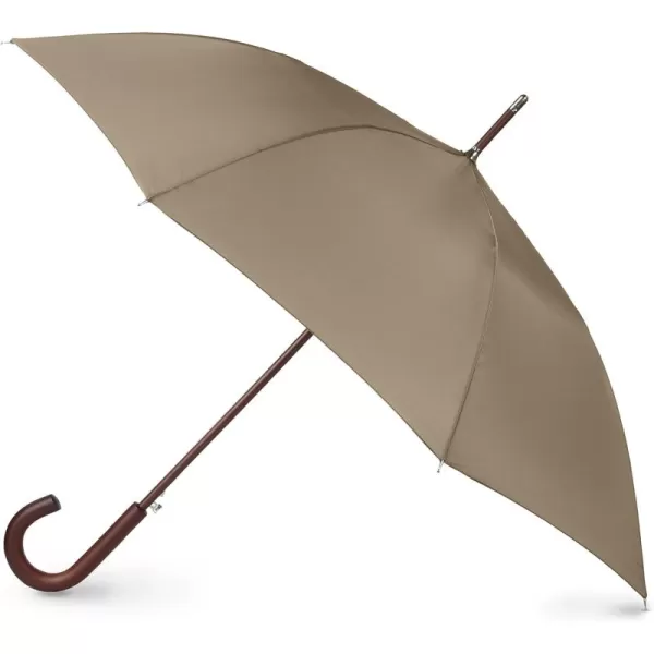 Totes Eco Auto Open Umbrella Classic Wooden J Stick Handle with Easy Grip - Windproof, Rainproof and Durable Canopy Design – Versatile Travel, Perfect for Rainy Days