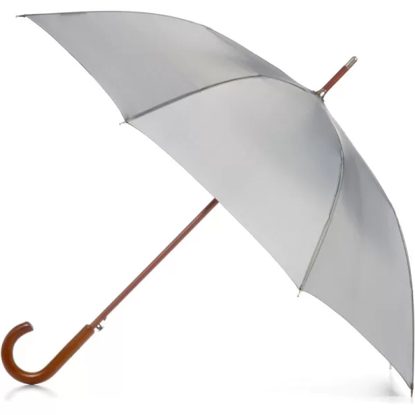 Totes Eco Auto Open Umbrella Classic Wooden J Stick Handle with Easy Grip - Windproof, Rainproof and Durable Canopy Design – Versatile Travel, Perfect for Rainy Days