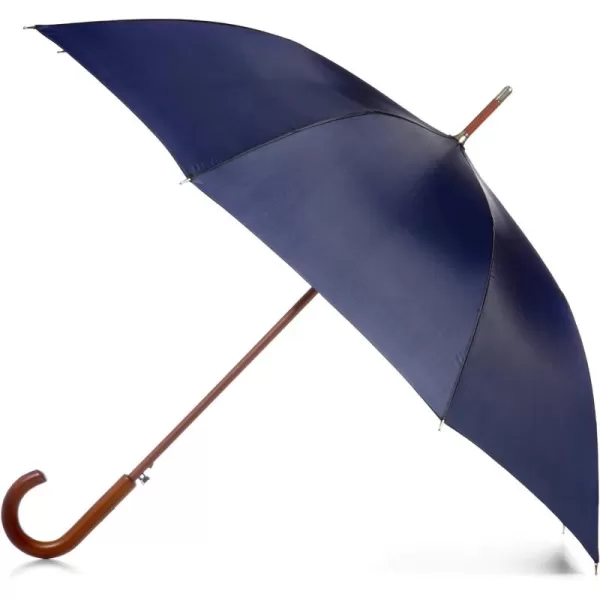 Totes Eco Auto Open Umbrella Classic Wooden J Stick Handle with Easy Grip - Windproof, Rainproof and Durable Canopy Design – Versatile Travel, Perfect for Rainy Days