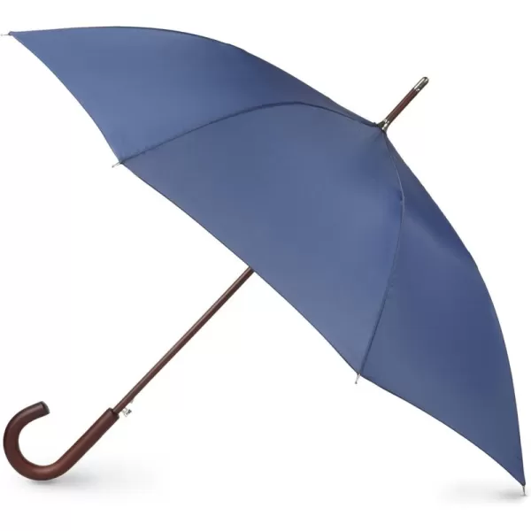 Totes Eco Auto Open Umbrella Classic Wooden J Stick Handle with Easy Grip - Windproof, Rainproof and Durable Canopy Design – Versatile Travel, Perfect for Rainy Days