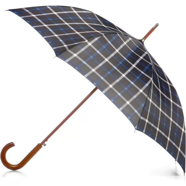 Totes Eco Auto Open Umbrella Classic Wooden J Stick Handle with Easy Grip - Windproof, Rainproof and Durable Canopy Design – Versatile Travel, Perfect for Rainy Days