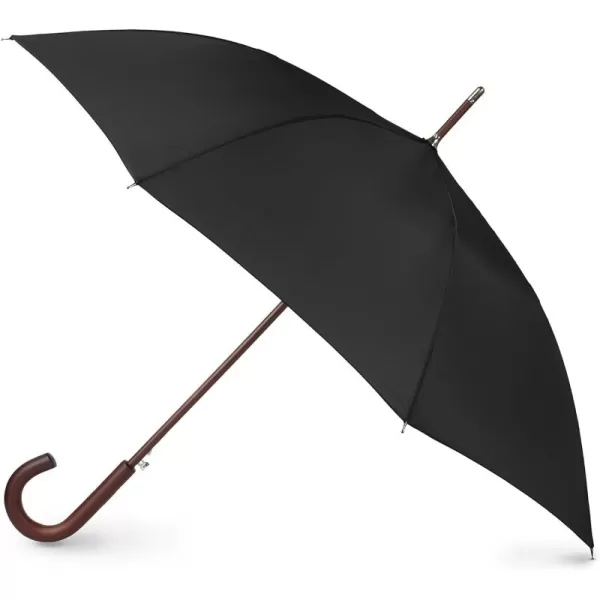 Totes Eco Auto Open Umbrella Classic Wooden J Stick Handle with Easy Grip - Windproof, Rainproof and Durable Canopy Design – Versatile Travel, Perfect for Rainy Days