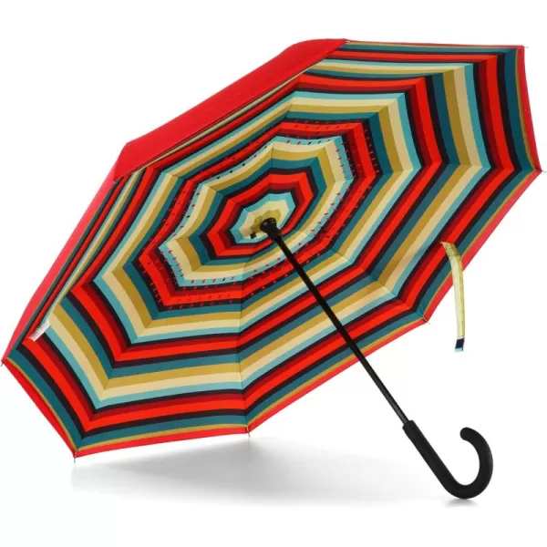 Totes InBrella - Reverse Close Umbrella with Invisible Water Repellent Coating - Auto Close, Inverted, Dripless, and Stormproof for Rainy Weather