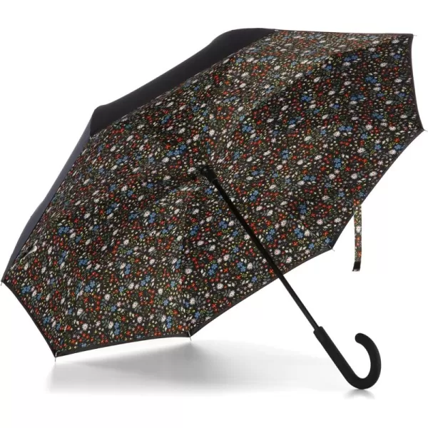 Totes InBrella - Reverse Close Umbrella with Invisible Water Repellent Coating - Auto Close, Inverted, Dripless, and Stormproof for Rainy Weather